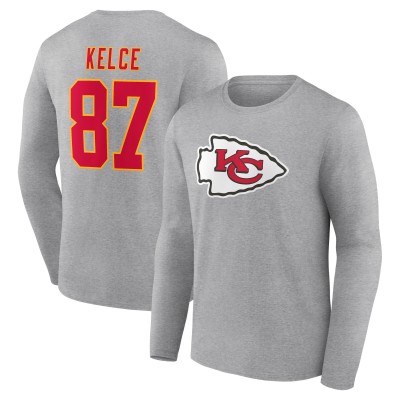 Футболка с длинным рукавом Travis Kelce Kansas City Chiefs Icon Player Name & Number - Gray