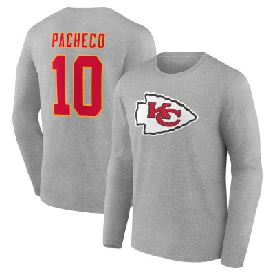 Футболка с длинным рукавом Isiah Pacheco Kansas City Chiefs Icon Player Name & Number - Gray