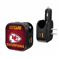 Блок зарядки Kansas City Chiefs Keyscaper Super Bowl LVIII Champions 2-In-1 USB A/C