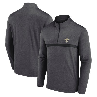 New Orleans Saints Fanatics Heather Charcoal Head-to-Head Quarter-Zip Pullover