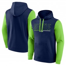 Seattle Seahawks Fanatics College Navy/Neon Green Outline Pullover Hoodie