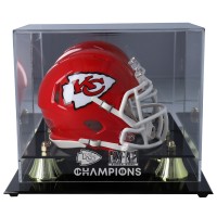 Kansas City Chiefs Fanatics Authentic Super Bowl LVIII Champions Golden Classic Mini Helmet Logo Display Case