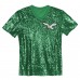 Подростковая Girls Philadelphia Eagles Jalen Hurts Kelly Green Sequin V-Neck Fashion Jersey