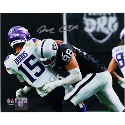 Maxx Crosby Las Vegas Raiders Autographed Fanatics Authentic 8 x 10 Sacking the Quarterback Photograph