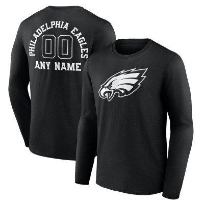 Футболка с длинным рукавом Philadelphia Eagles Personalized Name & Number Monochrome - Black