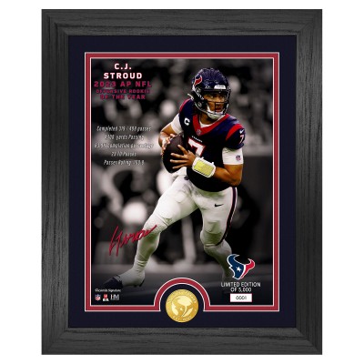 Houston Texans CJ Stroud Highland Mint 13 x 16 2023 NFL Rookie of the Year Bronze Coin Photo Mint
