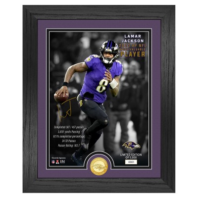 Baltimore Ravens Lamar Jackson Highland Mint 13 x 16 2023 NFL MVP Bronze Coin Photo Mint