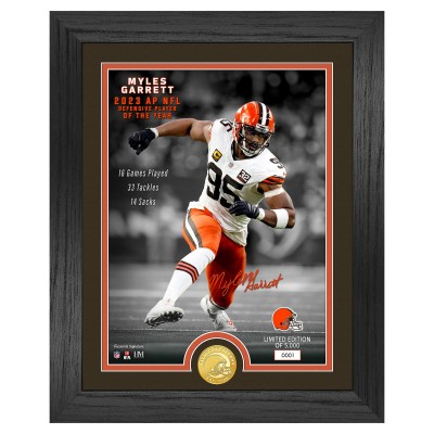 Cleveland Browns Myles Garrett Highland Mint 13 x 16 2023 NFL Defensive Player of the Year Bronze Coin Photo Mint