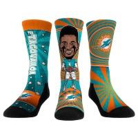 Три пары носков Tua Tagovailoa Miami Dolphins Rock Em Socks Unisex Bobblehead