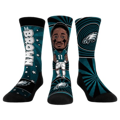 Три пары носков A.J. Brown Philadelphia Eagles Rock Em Socks Unisex Bobblehead