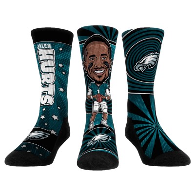 Три пары носков Jalen Hurts Philadelphia Eagles Rock Em Socks Unisex Bobblehead
