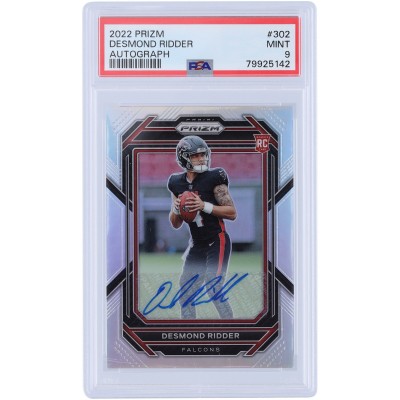 Desmond Ridder Atlanta Falcons Autographed 2022 Panini Prizm Silver Prizm #302 PSA Authenticated 9 Rookie Card
