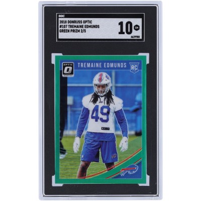 Tremaine Edmunds Buffalo Bills 2018 Panini Donruss Optic Green Prizm #107 #2/5 SGC Authenticated 10 Rookie Card