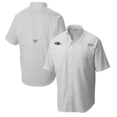 Рубашка с коротким рукавом Baltimore Ravens Columbia White Tamiami Omni-Shade