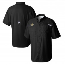 Рубашка с коротким рукавом New Orleans Saints Columbia Black Tamiami Omni-Shade