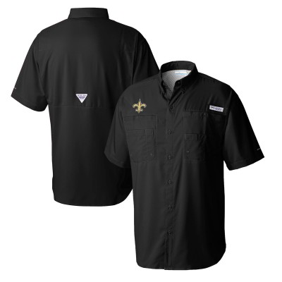 Рубашка с коротким рукавом New Orleans Saints Columbia Black Tamiami Omni-Shade