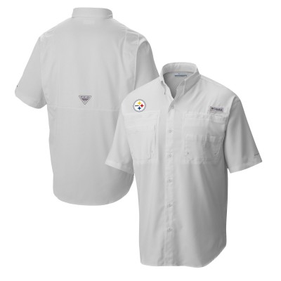 Рубашка с коротким рукавом Pittsburgh Steelers Columbia White Tamiami Omni-Shade