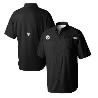 Рубашка с коротким рукавом Pittsburgh Steelers Columbia Black Tamiami Omni-Shade