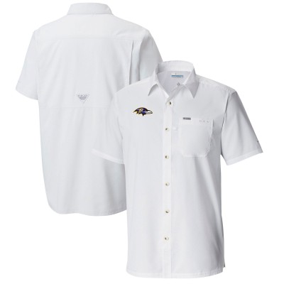 Рубашка с коротким рукавом Baltimore Ravens Columbia Slack Tide Omni-Wick - White