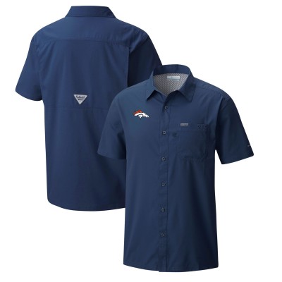 Рубашка с коротким рукавом Denver Broncos Columbia Slack Tide Omni-Wick Camp - Navy