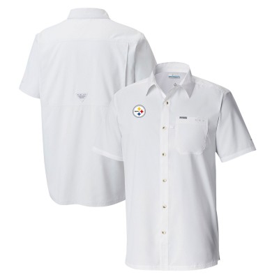Рубашка с коротким рукавом Pittsburgh Steelers Columbia White Slack Tide Omni-Wick