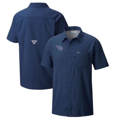 Рубашка с коротким рукавом Tennessee Titans Columbia Slack Tide Omni-Wick Camp - Navy