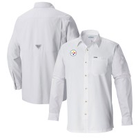 Рубашка Pittsburgh Steelers Columbia White Slack Tide Omni-Wick