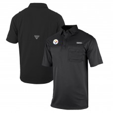 Pittsburgh Steelers Columbia Black Omni-Wick Flycaster Pocket Polo