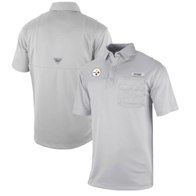 Поло Pittsburgh Steelers Columbia Gray Omni-Wick Flycaster Pocket
