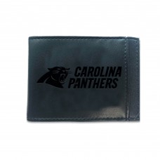 Carolina Panthers Black Hybrid Leather Front Pocket Bi-Fold Wallet with Money Clip