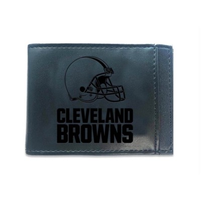 Cleveland Browns Black Hybrid Leather Front Pocket Bi-Fold Wallet with Money Clip