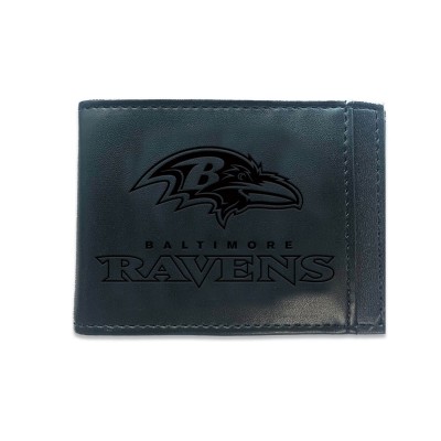 Baltimore Ravens Black Hybrid Leather Front Pocket Bi-Fold Wallet with Money Clip