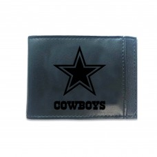 Dallas Cowboys Black Hybrid Leather Front Pocket Bi-Fold Wallet with Money Clip