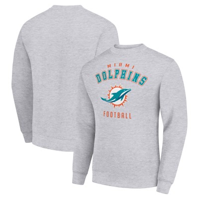 Miami Dolphins Starter Heather Gray Team Logo Pullover Sweatshirt