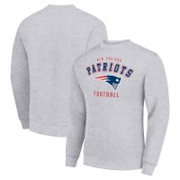 New England Patriots Starter Heather Gray Team Logo Pullover Sweatshirt