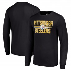 Pittsburgh Steelers Starter Black Team Mesh Print Graphic Long Sleeve T-Shirt