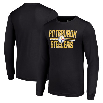 Pittsburgh Steelers Starter Black Team Mesh Print Graphic Long Sleeve T-Shirt