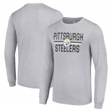 Pittsburgh Steelers Starter Heather Gray Team Mesh Print Graphic Long Sleeve T-Shirt