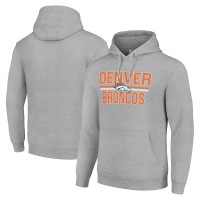 Unisex Denver Broncos Starter Heather Gray Team Mesh Print Graphic Tri-Blend Pullover Hoodie