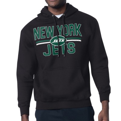 Unisex New York Jets Starter Black Team Mesh Print Graphic Tri-Blend Pullover Hoodie