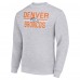 Denver Broncos Starter Heather Gray Team Mesh Print Graphic Pullover Sweatshirt