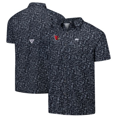 Arizona Cardinals Columbia PFG Black Super Slack Tide Omni-Wick Button-Up Shirt