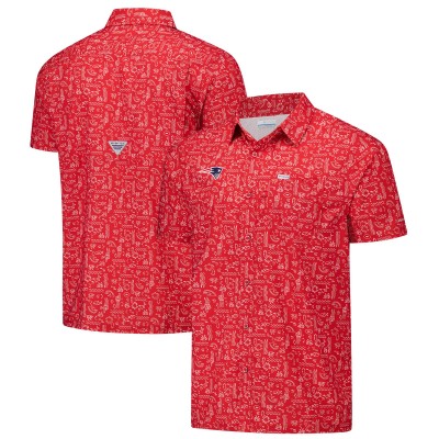 New England Patriots Columbia PFG Red Super Slack Tide Omni-Wick Button-Up Shirt