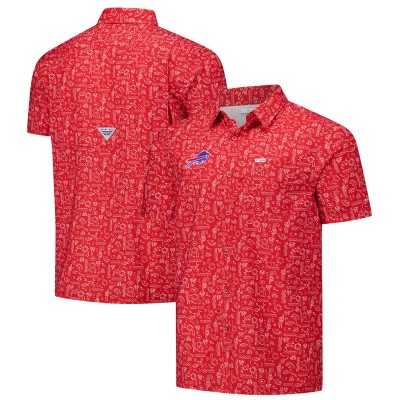 Рубашка с коротким рукавом Buffalo Bills Columbia PFG Red Super Slack Tide Omni-Wick