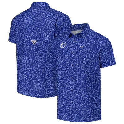 Indianapolis Colts Columbia PFG Royal Super Slack Tide Omni-Wick Button-Up Shirt