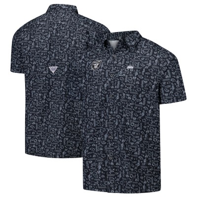 Las Vegas Raiders Columbia PFG Black Super Slack Tide Omni-Wick Button-Up Shirt