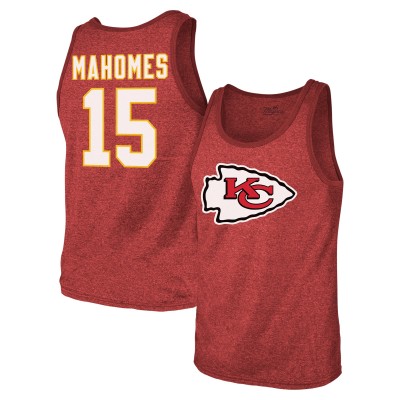 Майка Patrick Mahomes Kansas City Chiefs Majestic Threads Tri-Blend Player Name & Number - Red