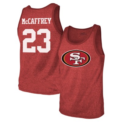 Майка Christian McCaffrey San Francisco 49ers Majestic Threads Tri-Blend Player Name & Number - Scarlet