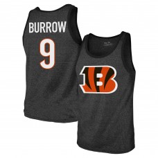 Майка Joe Burrow Cincinnati Bengals Majestic Threads Tri-Blend Player Name & Number - Black