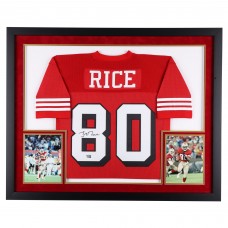 Jerry Rice San Francisco 49ers Autographed Fanatics Authentic Deluxe Framed Scarlet Mitchell & Ness Authentic Jersey